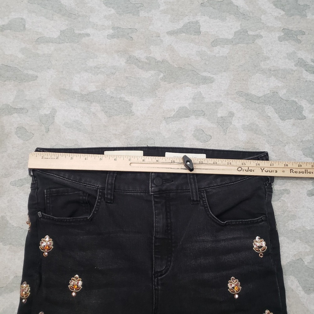 Pilcro and The Letterpress Jeans Womens 31 Black Embroidered Boho Ornate Skinny - Picture 4 of 12